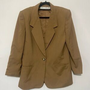 Evan Picone LIKE NEW camel colored size 12 one button blazer neutral career